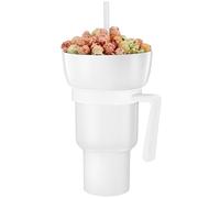 Genérico Taza para Snack y Bebida | Vaso de Bebida con Bol para Snacks en la Parte - Portabebidas a prueba de Derrames y Contenedor de Alimentos para Viaje Picnic Niños Playa Camping Noche de Cine