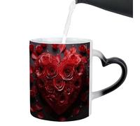 Genérico Taza Que Cambia Con El Calor - Diseño Divertido Con Asa En Forma De Corazón | 325 ml Taza para Bebidas Frías y Calientes,Para Té Leche Café Refresco Cerveza Regalo Cumpleaños Pareja Ella