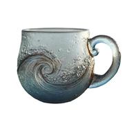 Genérico Taza Sea Glass Wave, Taza Artística Con Tema Oceánico De 350 Ml Con Asa, De Café Con Diseño Texturizado De Olas Para Amantes De La Playa Y El Surf, Cócteles Fríos Y Whisky.