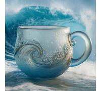 Genérico Taza Sea Glass Wave, Taza De Cristal Soplado A Mano Con Diseño De Olas Oceánicas, 350 Ml, Taza De Té, Taza De Café, Para Los Amantes Del Mar, Diseño Artístico Con Textura (3 unidades)