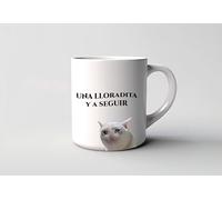 Genérico Taza Una lloradita y a seguir | Tazas de Cafe | Tazas Originales para Regalar Desayuno Ceramica Te Letras Grabadas 350Ml