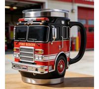Genérico Tazas De Café De Bomberos-Dedicado A Nuestra Gente Más Valiente | Taza Térmica Con Forma De Camión De Bomberos Para Hombre | Vasos De Acero Inoxidable De Doble Pared Para Té Frío Y Caliente