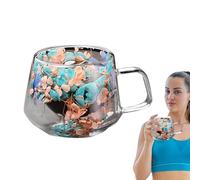 Generico Tazas De Café De Doble Aislamiento - Tazas De Café De Doble Pared, De Doble De 200 Ml En Doble Pared, De Vidrio De Flores Lisas Con Fusión Florea