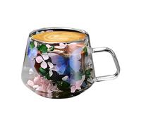 Generico Tazas De Café De Doble Aislamiento - Tazas De Café De Doble Pared, De Doble De 200 Ml En Doble Pared, De Vidrio De Flores Lisas Con Fusión Florea