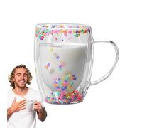 Genérico Tazas de café de vidrio con doble aislamiento,Tazas de café de vidrio de doble pared | Taza de de aislante transparente linda de 350 ml | Vasos de gran capacidad, taza de de re