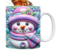 Genérico Tazas De Café Navideñas | Tazas De Café Navideñas De Cerámica,Juego de 3 de 350ml con Diseño 3D de Muñeco de Nieve y Asa para Té Chocolate Regalo