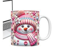 Genérico Tazas De Café Navideñas - Tazas De Cerámica 3D Navideñas | Diseño 3D De Muñeco De Nieve 350ml Con Asa Para Bebidas Fiestas Cumpleaños Cocina