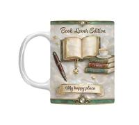 Generico Tazas de café originales - 330 ml de cerámica - Creativa a tema libros para café - para casa, oficina, biblioteca, profesor, amante, libros, cumpleaños, regalo