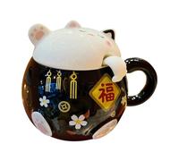 Genérico Tazas De Cerámica - Diseño De Gato Con Tapa Para Bebidas Divertidas - Taza de Porcelana para Latte - para Chocolate Cerveza Cocina Cafetería Casa Regalo