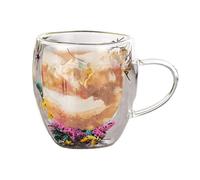 Genérico Tazas de de vidrio de doble pared | Tazas de estéticas con flores secas | Taza transparente con asas para plantas de con leche para el hogar, cafetería, hotel, restaurante, que mejora t