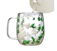 Genérico Tazas De Flores Secas - Vidrio Aislado De Flores Secas | Tazas De Café De Vidrio Para Pared, Café Con Floores Transparentes, Muestra Transparente Su Cuidado Por La Calidad Y La Estética