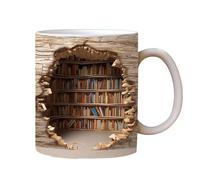 Genérico Tazas De Libro Para Amantes De La Lectura - 2d Diseño Plano 35cl Taza Con Libros,Taza Cerámica Para Lectoras Club Lectura Cumpleaños Cafetería Cocina Navidad Amantes