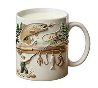 Genérico Tazas De Pescador Para Hombre | Vasos Novedosos Y Divertidos De Cerámica De 350 Ml | Taza De Café De Pescador, Para Picnic, Camping Al Aire Libre, Senderismo, Fogata, Agua, Té, Whisky