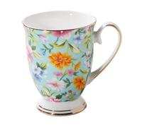 Generico Té de cerámica floral - café de cerámica 3,35 x 4,33 pulgadas, porcelana Bone China de 300 ml | Regalo de cumpleaños de vasos para el hogar hechos a mano aptos para lavavajillas