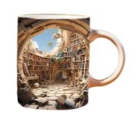 Generico Té para amantes de los libros - Recipiente de cerámica para bebidas de 350 ml, diseño de vasos inspirado en la librería, estructura resistente al calor con esmalte liso | rincón de lectura