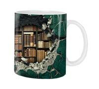 Generico Té para amantes de los libros - Recipiente de cerámica para bebidas de 350 ml, diseño de vasos inspirado en la librería, estructura resistente al calor con esmalte liso | rincón de lectura