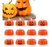 Genérico Tea Lights Candles - 24/13/8 Inches Flameless Flickering Pumpkin for Celebration, Party with Led Glow, Halloween Lamp for Bedroom, Dinner, Beach, Engagement, Birthday Use, Home Accent