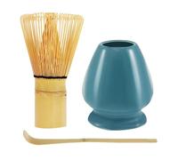 Genérico Tea Set - Complete Whisk And Bowl Set, Ceramic Mixing Bowl, Natural Bamboo Spoon Stand, Design | Elegant Japanese Kit For Preparation, Gifting, Home Brewing
