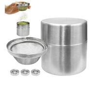 Genérico Tea Tin Canister | Stainless Steel Airtight Storage Jar with Powder Sifter | 40 Mesh Fine Sieve Tea Container with Lid - for Coffee Making Pastry Decoration Daily Routine Baking Kitchen Home