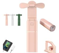 Genérico Tech Candy Fan, Tech Candy Easy Breezy Portable Fan, Portable Handheld Mini Fans & Power Bank, Rechargeable Personal Handheld Fans (Pink)