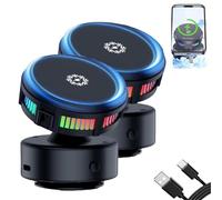 Genérico Techgoplus Phone Holder, Magnetic Holder New Plus 3 in 1 Ultra, 360° Adjustable Car Mount, with Strong Suction Cup, Phone Cooling, Universal for All Smartphones (Black,2 pcs)