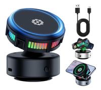 Genérico Techgoplus Phone Holder, Magnetic Holder New Plus 3 in 1 Ultra, 360° Adjustable Vacuum Magnetic Phone Holders with Wireless Charging, Fast Heat Dissipation, for All Smartphones (Black)