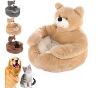 Genérico Teddy Bear Dog Bed, 2025 Cute Soft Warm Non-Slip Plush Cuddle Bear Pet Beds Detachable, Cozy Fluffy Puppy Bed for Indoor Cats & Dogs (Khaki)