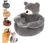 Genérico Teddy Bear Dog Bed, 2025 Cute Soft Warm Non-Slip Plush Cuddle Bear Pet Beds Detachable, Cozy Fluffy Puppy Bed for Indoor Cats & Dogs (Gray)