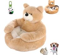 Genérico Teddy Bear Dog Bed, Teddy Bear Dog Bed with Arms, Plush Cuddler for Small Dogs & Puppies, Ultra Soft Plush Pet Sofa, Semi-Enclosed Cuddle Beds for Indoor Cats & Dogs (Khaki,XL(30.3in))