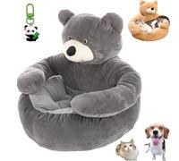 Genérico Teddy Bear Dog Bed, Teddy Bear Dog Bed with Arms, Plush Cuddler for Small Dogs & Puppies, Ultra Soft Plush Pet Sofa, Semi-Enclosed Cuddle Beds for Indoor Cats & Dogs (Grey,L(21.6in))