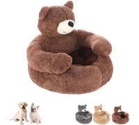 Genérico Teddy Bear Dog Bed, Teddy Bear Dog Bed with Hugging Arms, 2025 Cute Soft Warm Non-SLI Plush Cuddle Bears Pet Beds Detachable for Cat and Small Dogs (Coffee Brown,L)