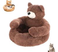 Genérico Teddy Bear Dog Bed, Teddy Bear Dog Bed with Hugging Arms, Soft and Comfortable, Non-Slip and Removable, for Cats and Small Dogs (Brown,Large)