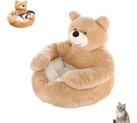 Genérico Teddy Bear Dog Bed, Teddy Bear Dog Bed with Hugging Arms, Soft and Comfortable, Non-Slip and Removable, for Cats and Small Dogs (Beige,Small)