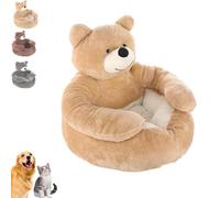 Genérico Teddy Bear Dog Bed with Arms, Bear Hug Design Pet Bed Sofa for Small Animals with Enclosed Hideaway Washable Cover Non-Slip Bottom, Soft & Comfortable for Autumn and Winter (Yellow,Medium)
