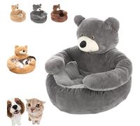 Genérico Teddy Bear Dog Bed with Arms, Cute Soft Warm Non-Slip Plush Cuddle Bear Pet Bed, Washable Cute Pets Sofa with Anti-Slip Bottom, for Autumn and Winter Seasons (Gray,Medium)