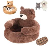 Genérico Teddy Bear Dog Bed with Arms,Soft Warm Comfortable Plush Cuddler Dogs Beds, with a Cool Mat, Cute Comfortable & Non-Slip, Detachable for Cat and Dogs (Brown,Large)