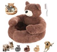 Genérico Teddy Bear Dog Bed with Arms, Teddy Bear Bed, Bears Hug Pet Beds for Cats, Soft and Comfortable Pet Beds Suitable, for Cat and Dog (Brown,Medium)
