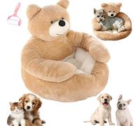 Genérico Teddy Bear Dog Bed with Arms, Warm Non-Slip Plush Cuddle Bear Pet Bed, Cute Soft Semi-Enclosed Pet Sofa with Detachable Washable Cover for Cats and Small Dogs