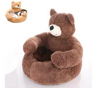 Genérico Teddy Bear Dog Bed with Cuddle Arms, Soft Plush Pet Sofa/Semi-Enclosed Cuddle Nest, Washable Removable Cover & Non-Slip Base for Small Dogs & Cats (Brown,75cm/29.5in)