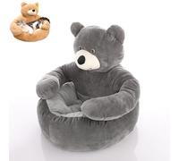 Genérico Teddy Bear Dog Bed with Cuddle Arms, Soft Plush Pet Sofa/Semi-Enclosed Cuddle Nest, Washable Removable Cover & Non-Slip Base for Small Dogs & Cats (Grey,56cm/22in)