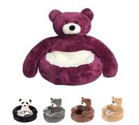 Genérico Teddy Bear Dog Bed, with Hugging Arms, Leisure Dog Bed, Plush Cuddler for Small Dogs & Puppies, Super Soft Cuddle Nest, Non-Slip and Removable (E,Small)