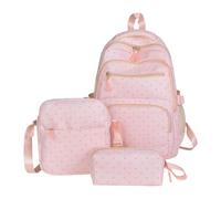 Genérico Teen Girl Backpack, 3 Piece, Cute Dot Bookbag, Pencil Box Kit | Kids Cartoon Backpack for Kindergarten,Preschool,Elementary,Primary,Middle,High,Back-to-School, Travel,Daily,Camping