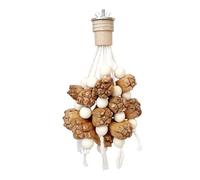 Genérico Teeth Grinding Toy, Natural Bird Chew Accessory, 20x12cm Parakeet Toy with Hook, Wood Foraging Material Block, Enrichment Swing with Hanging Style, Biting Tool for Cockatiel and Conure