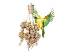 Genérico Teeth Grinding Toy, Natural Bird Chew Accessory, 20x12cm Parakeet Toy with Hook, Wood Foraging Material Block, Enrichment Swing with Hanging Style, Biting Tool for Cockatiel and Conure