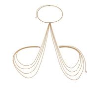 Genérico tejido para vestido de noche pecho cadena bikini collar exagerado metal cuerpo cadena cadena cadena Rhinestone Halloween (oro, una talla única)