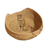 Genérico Tejiendo cestas Gatos Dormir Nidos Gato Tejidos Cuerda algodón Cesta Mimbre Tejida Hecha Mano Gato con Almohada Cama Gatos Mimbre para Interiores Todas Estaciones para rascarse 35cmx15cm