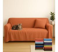 Generico Tela cubretodo multiuso - Funda para sofá de 2 plazas o colcha para cama individual/matrimonial, mezcla de algodón color óxido, medidas 240 x 280 cm - Fabricado en Italia