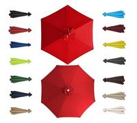 Genérico Tela de Repuesto para Cubierta de Sombrilla con 6/8 Varillas Protección UV Paño de Repuesto para Sombrilla de Jardín para Exterior, Terrazas, Playas 2.0m 2.5m 2.7m 3.0m 3.5m(Rojo,2.0M/6RIBS)