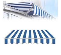 Genérico Tela de Repuesto para toldo retráctil, Cubierta de poliéster a Rayas Azules y Blancas con Cenefa, Lona de reemplazo para jardín y terraza (Solo Tela)(280x200cm)