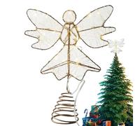 Genérico Tema árbol ángel Dorado 25 x 20 cm decoración Estrella Cima Brillante decoración angelical Navidad para Sala de Estar, Dormitorio, balcón, jardín, Interior, Exterior, Ambiente cálido